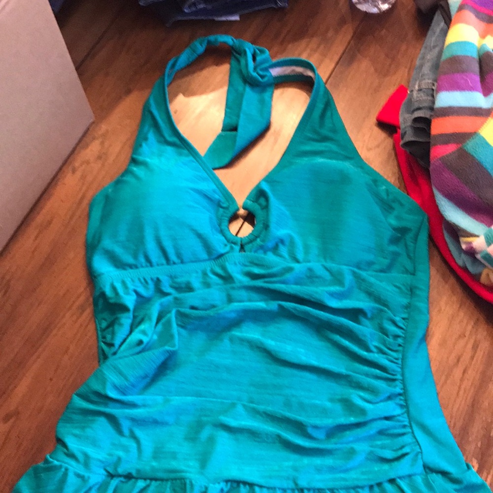 Halter Teal green swimsuit one piece